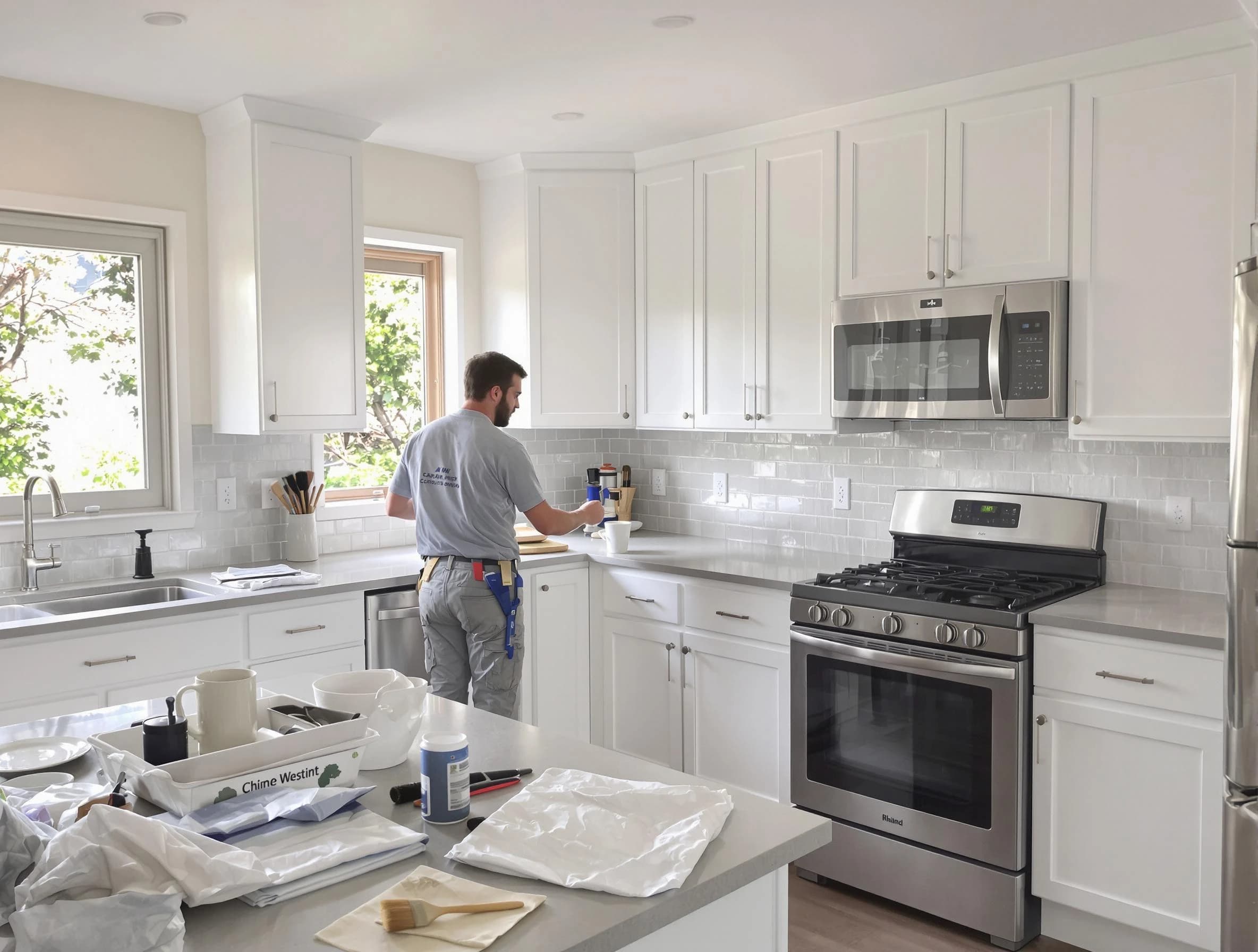 Avondale House Painters applying fresh paint on kitchen cabinets in Avondale